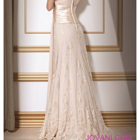 Jovani Evenings Cream Evening Gown with Belt Size 16 - Picture 11 of 11